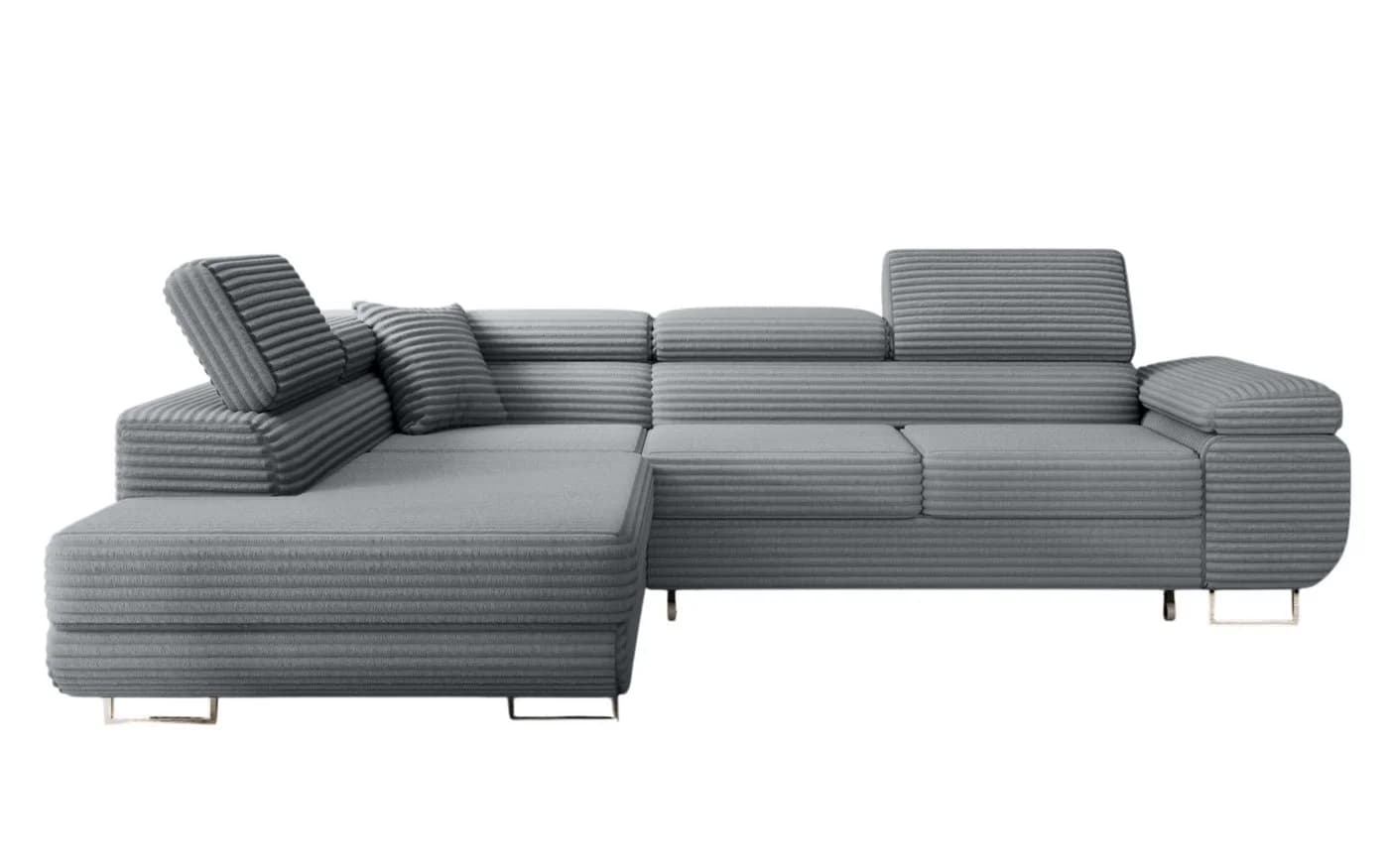 thematys Ecksofa ASTON mit Schlaffunktion & Bettkasten – Cordstoff TILIA Grau - Bild 5