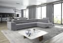 thematys Ecksofa ASTON LONG Samt Hellgrau mit Schlaffunktion & Bettkasten Bild 2