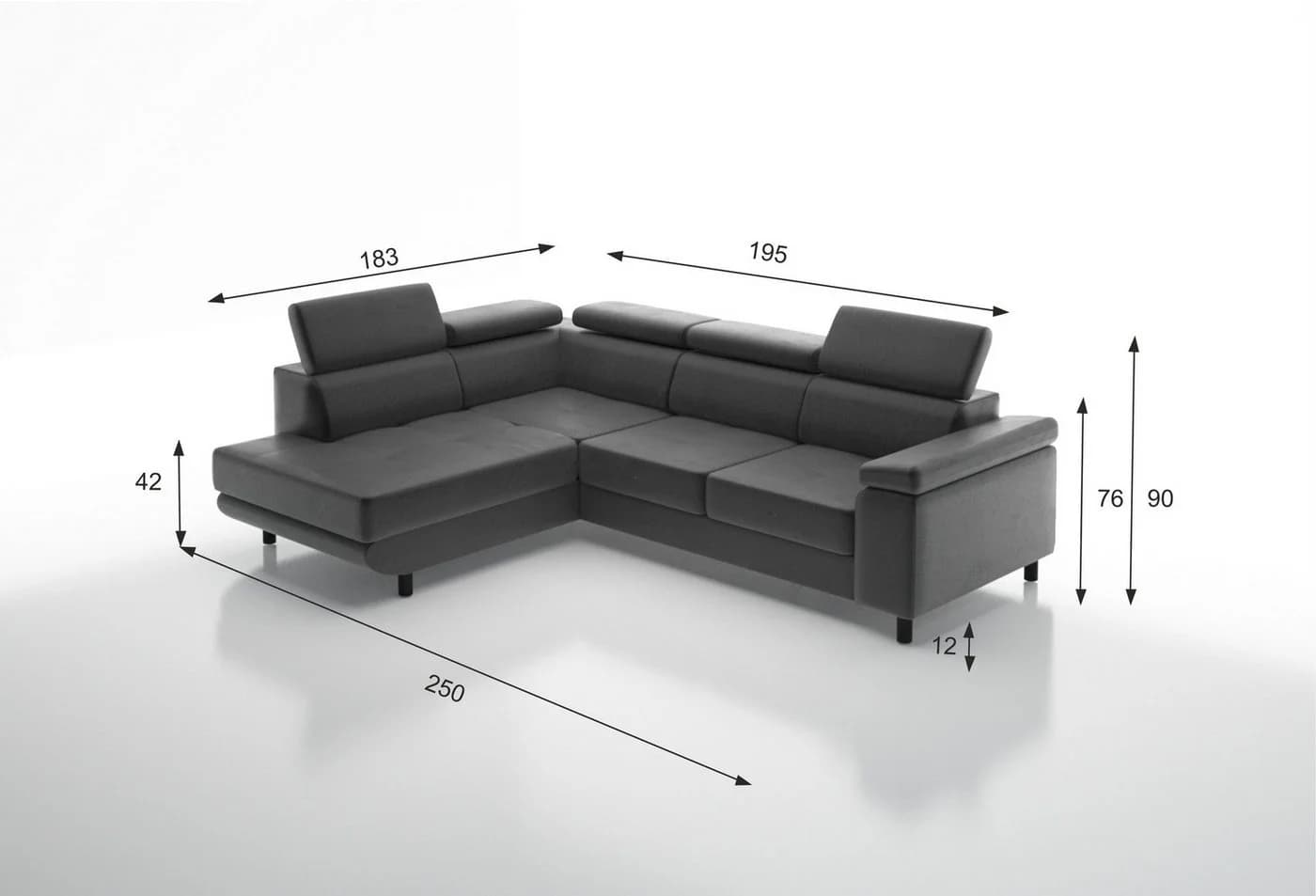 thematys Ecksofa LUNA L grau mit Schlaffunktion & Bettkasten - Bild 3