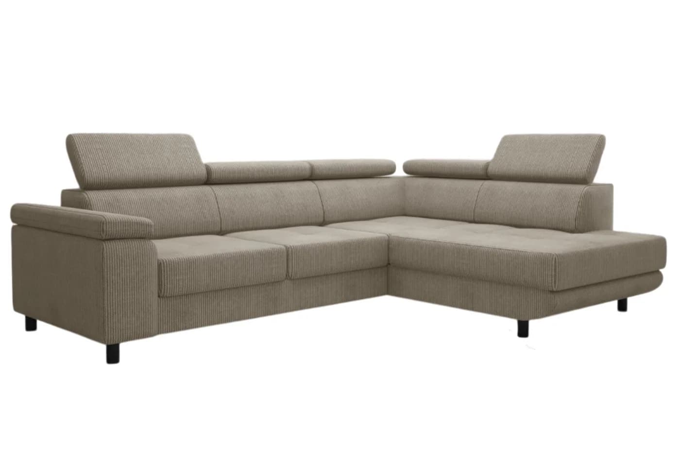 thematys Ecksofa LUNA L mit Schlaffunktion & Bettkasten – Beige Velours