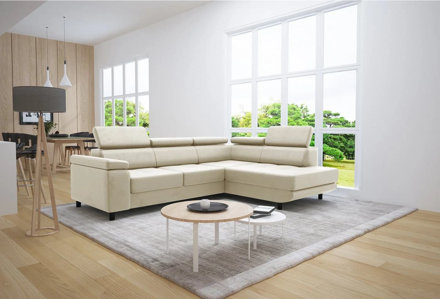 thematys Ecksofa LUNA L mit Schlaffunktion & Bettkasten – Beige Velours - Bild 2