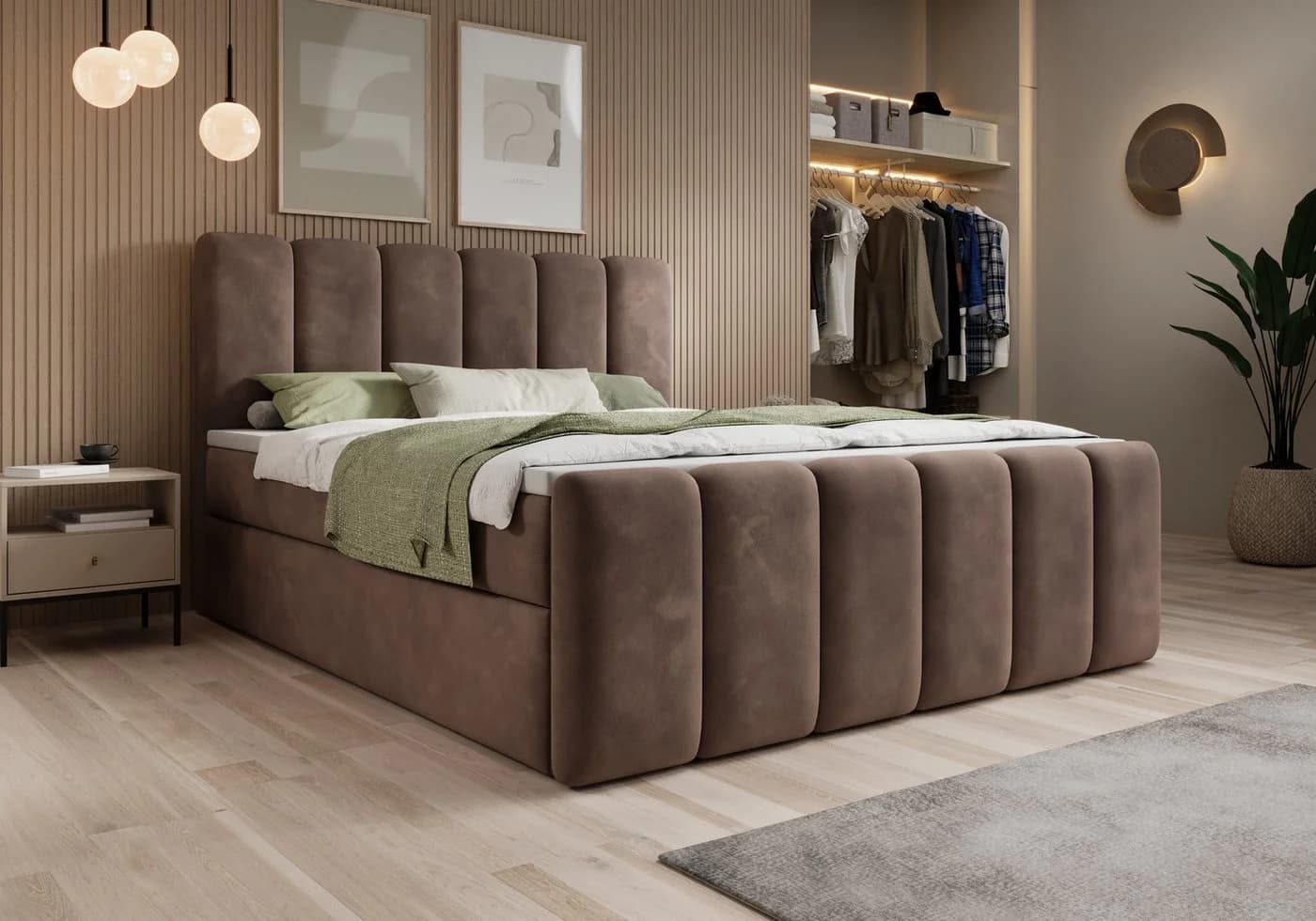 thematys Boxbett mit Bettkasten Velours/Bouclé H3 Matratze Topper - Bild 2