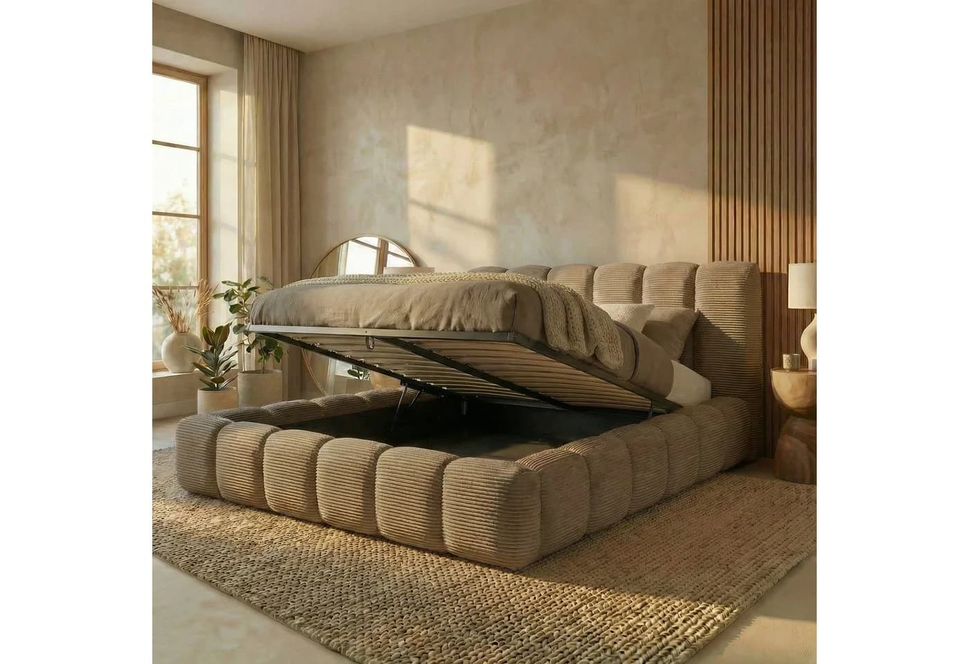 thematys Polsterbett DENVER-slim mit Bettkasten und Lattenrost in Latte - Bild 3