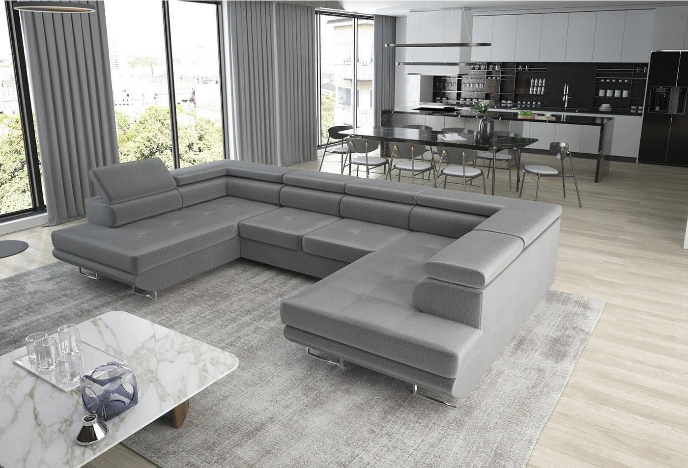 thematys Ecksofa Aston U 403x203cm Schlaffunktion Samt/Cord - Bild 2