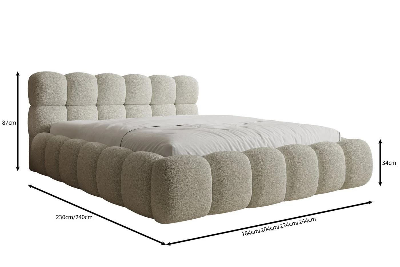 thematys Polsterbett mit Bettkasten und XXL-Kopfteil grau - Bild 5