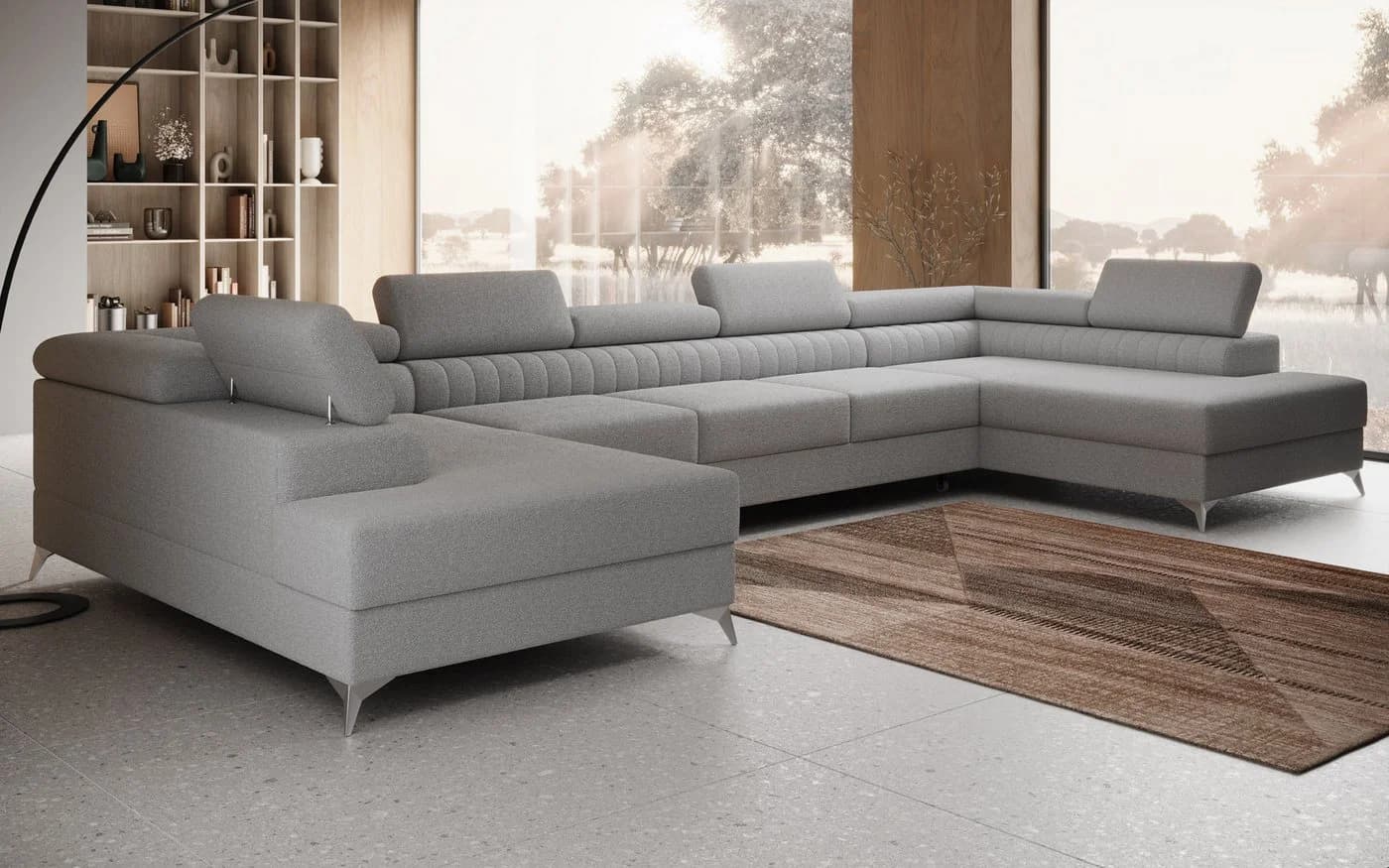 thematys Ecksofa FERMO Grau U-Form mit Schlaffunktion & Bettkasten - Bild 2