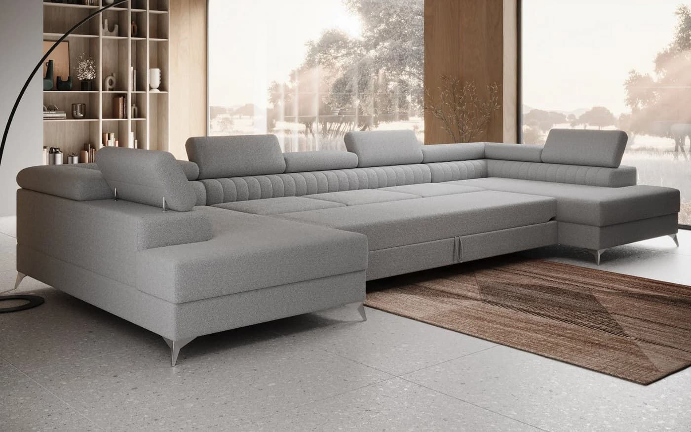 thematys Ecksofa FERMO Grau U-Form mit Schlaffunktion & Bettkasten - Bild 3