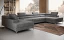 thematys Ecksofa FERMO U-Form Samt grau mit Schlaffunktion & Bettkasten Bild 2