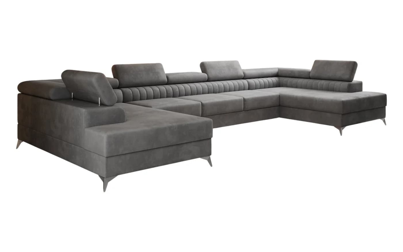thematys Ecksofa FERMO U-Form Samt grau mit Schlaffunktion & Bettkasten - Bild 5
