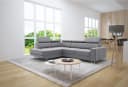 thematys Ecksofa POLA mit Schlaffunktion und Bettkasten L-Form Samt Grau Bild 2