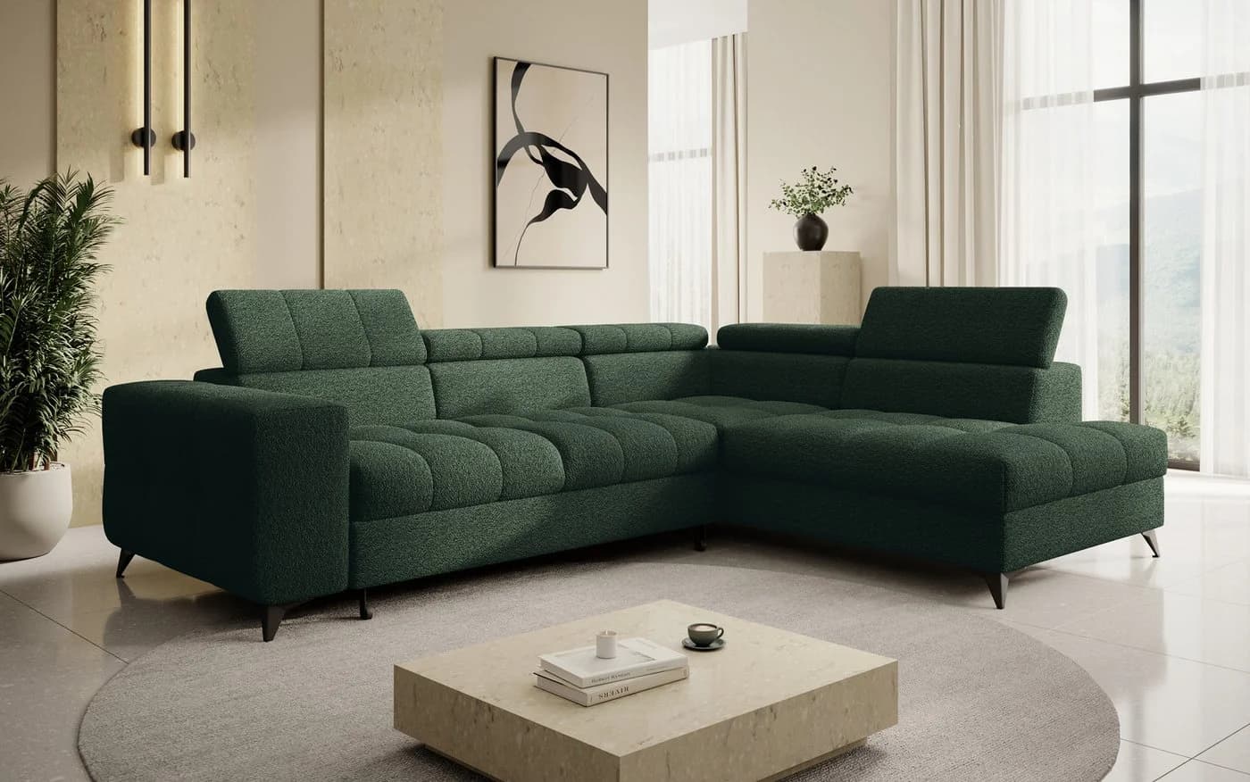 thematys Ecksofa SORANO Grün mit Schlaffunktion & Bettkasten - Bild 2