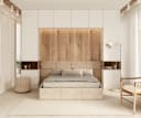 thematys Polsterbett DENVER mit Bettkasten & Wandpaneelen Beige Velours Bild 2