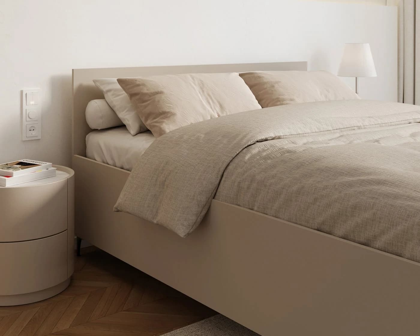 thematys Holzbett mit Bettkasten Beige Modern - Bild 3
