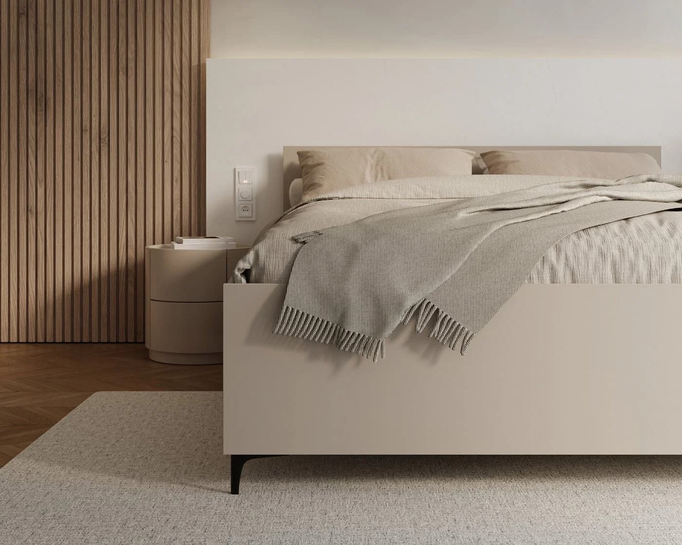 thematys Holzbett mit Bettkasten Beige Modern - Bild 4