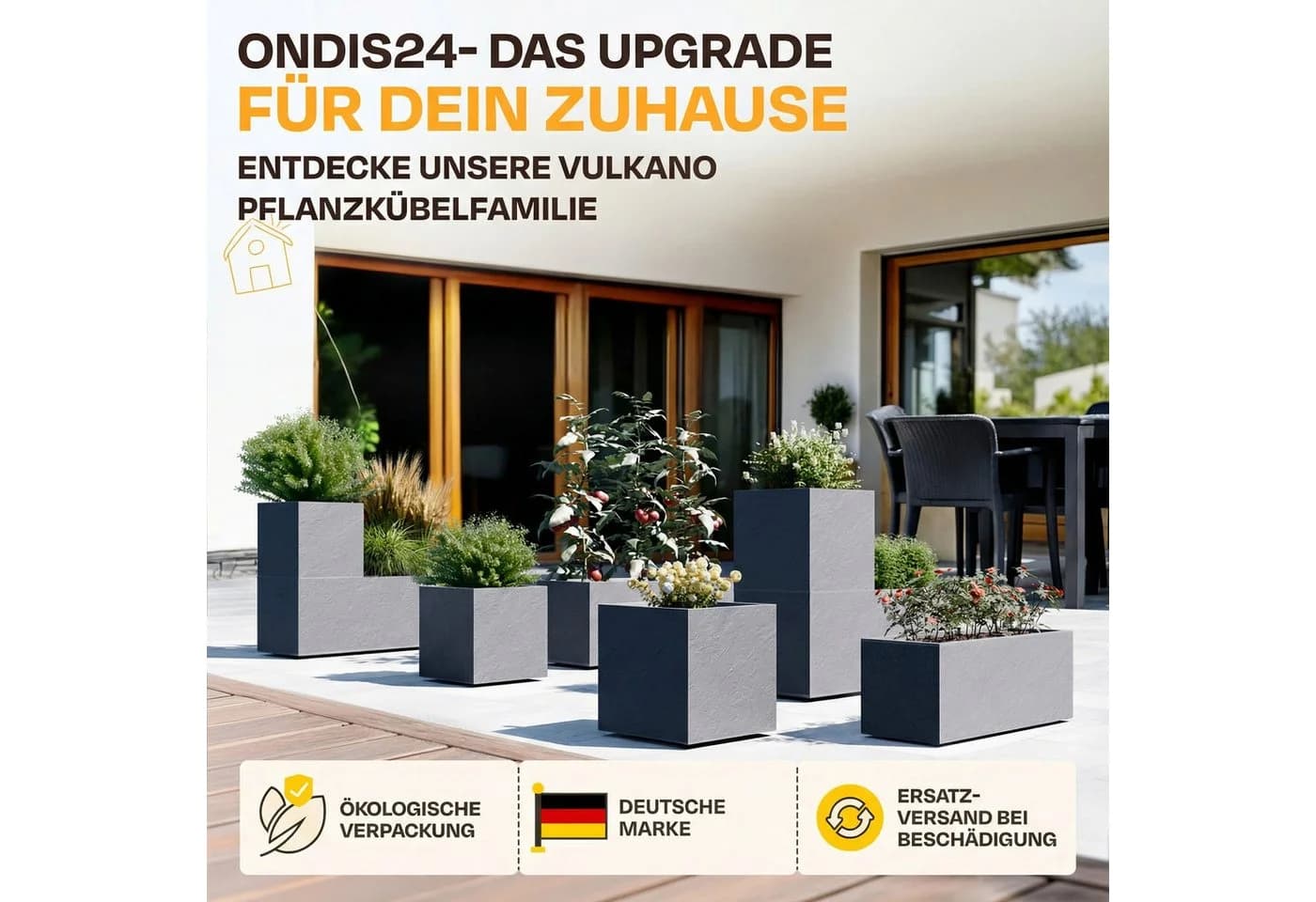 ONDIS24 Pflanzkübel Vulkano 50L Anthrazit mit Wasserspeicher - Bild 5