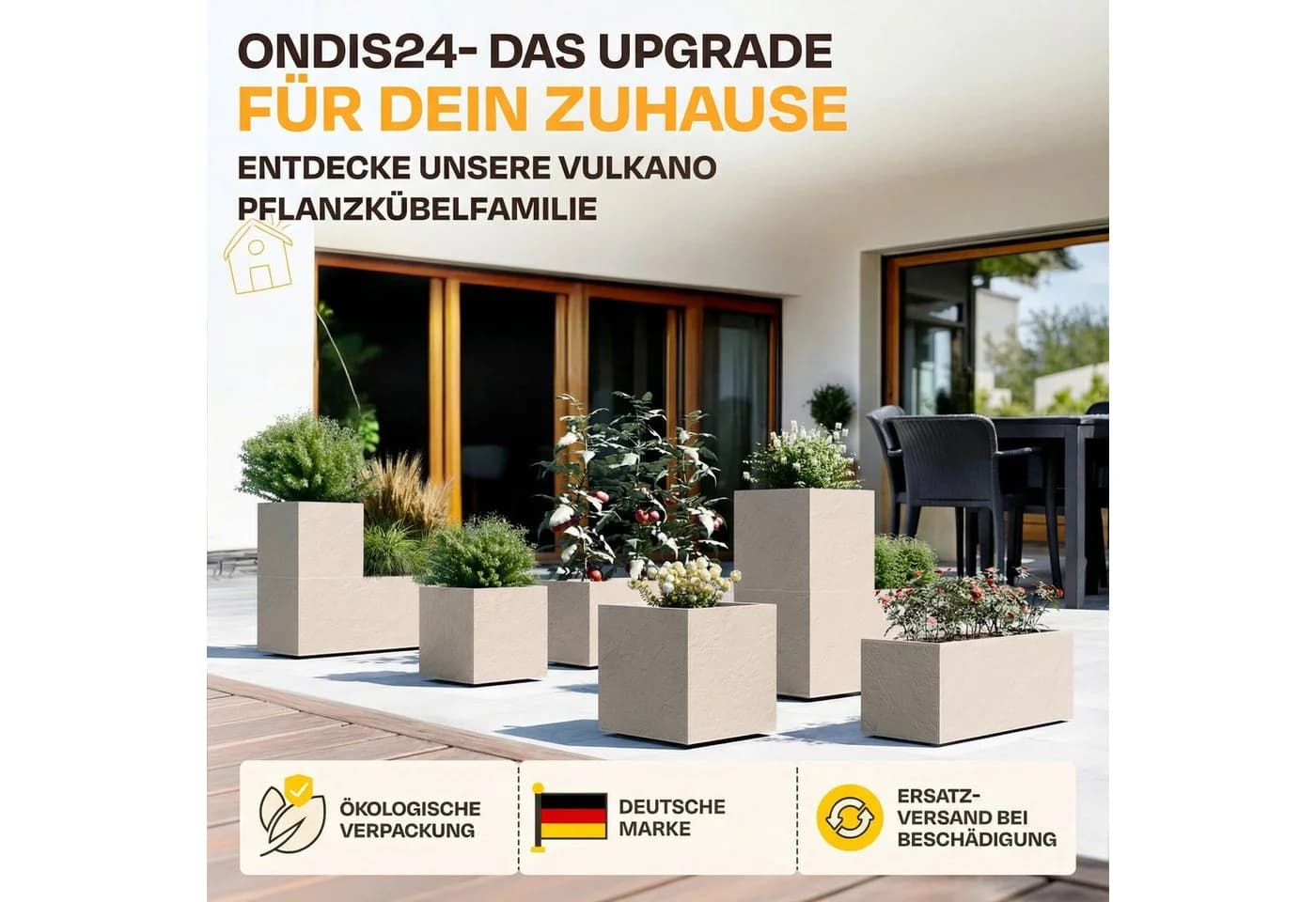 ONDIS24 Pflanzkübel Vulkano 50L 2 St. mit Wasserspeicher Grau - Bild 4