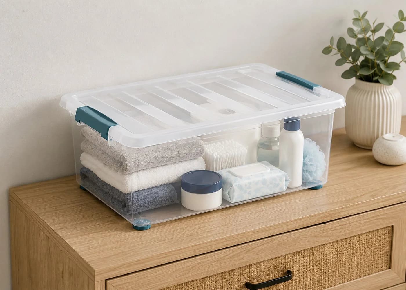 ONDIS24 Allzweckkiste Katla 28l Aufbewahrungsbox transparent mit Rollen - Bild 4