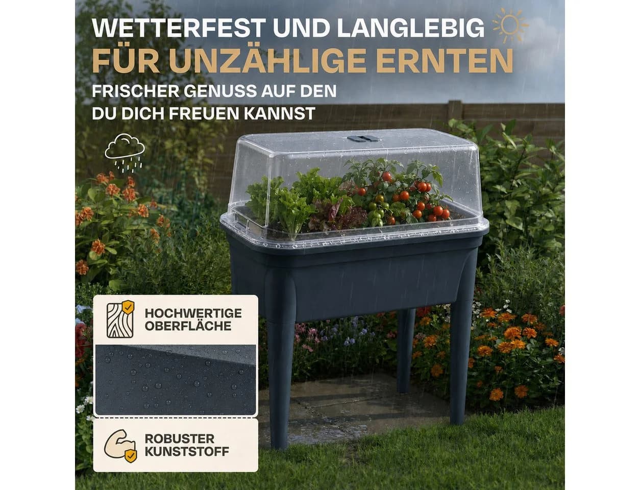ONDIS24 Anzuchtstation Valentina Frühbeet Anthrazit Transparent - Bild 4