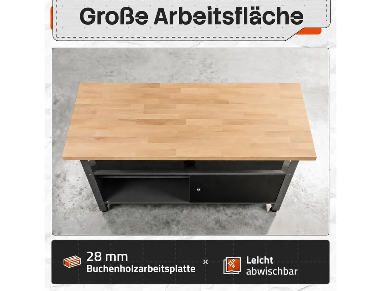 ONDIS24 Werkstatt-Set 240cm Werkbank Metallschrank Lochwand Schwarz - Bild 3