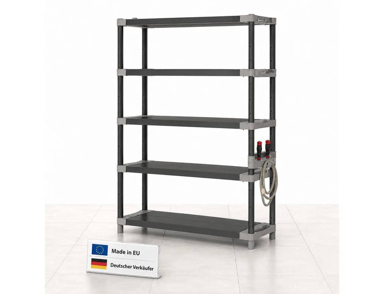 ONDIS24 Schwerlastregal Kunststoff Grau/Schwarz 5 Böden - Bild 2