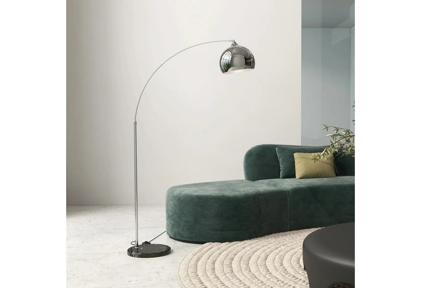 furnicato Bogenleuchte Stehlampe Silber/Schwarz