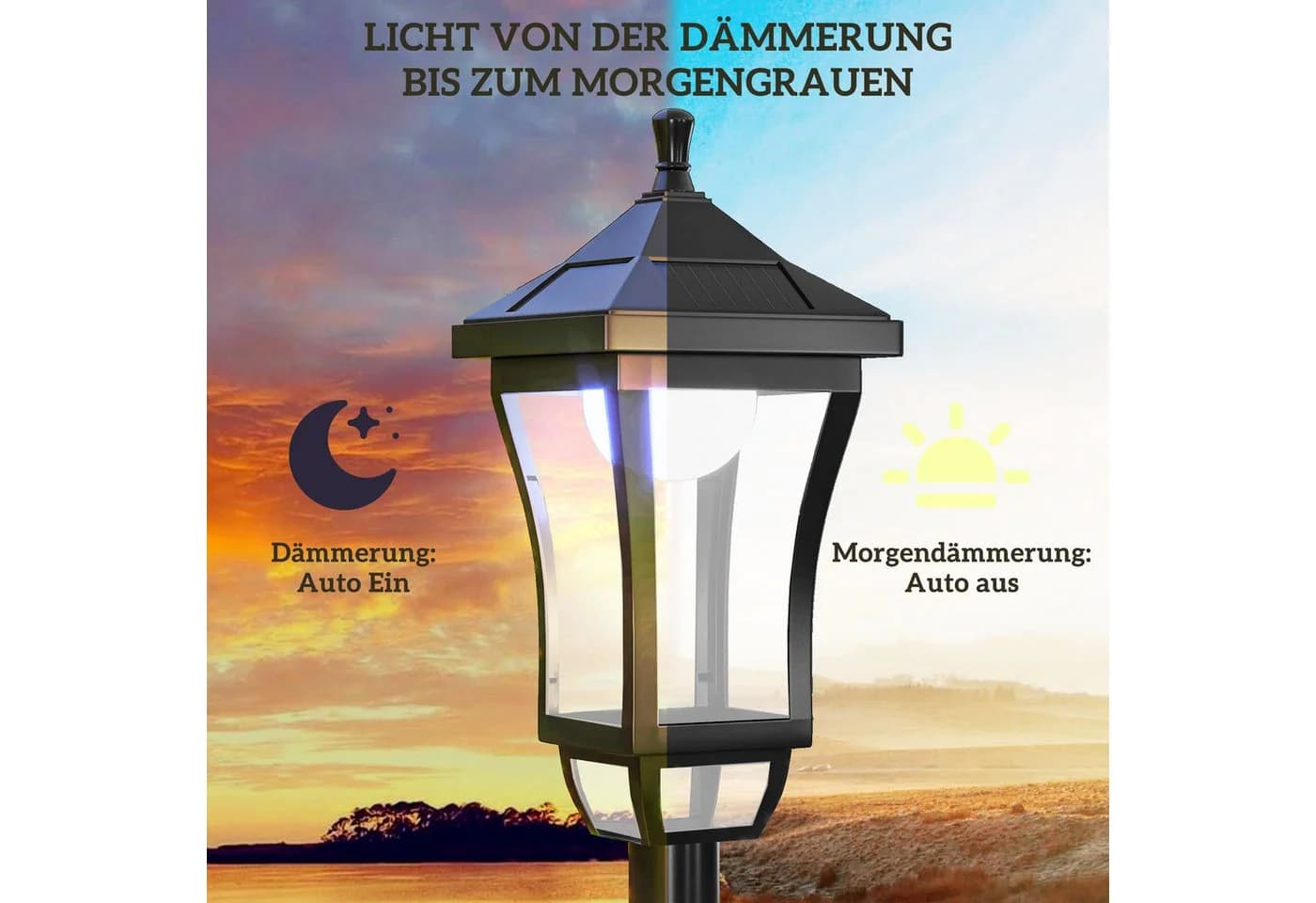 furnicato Solar Gartenlaterne 127 cm Kaltweiß LED - Bild 4