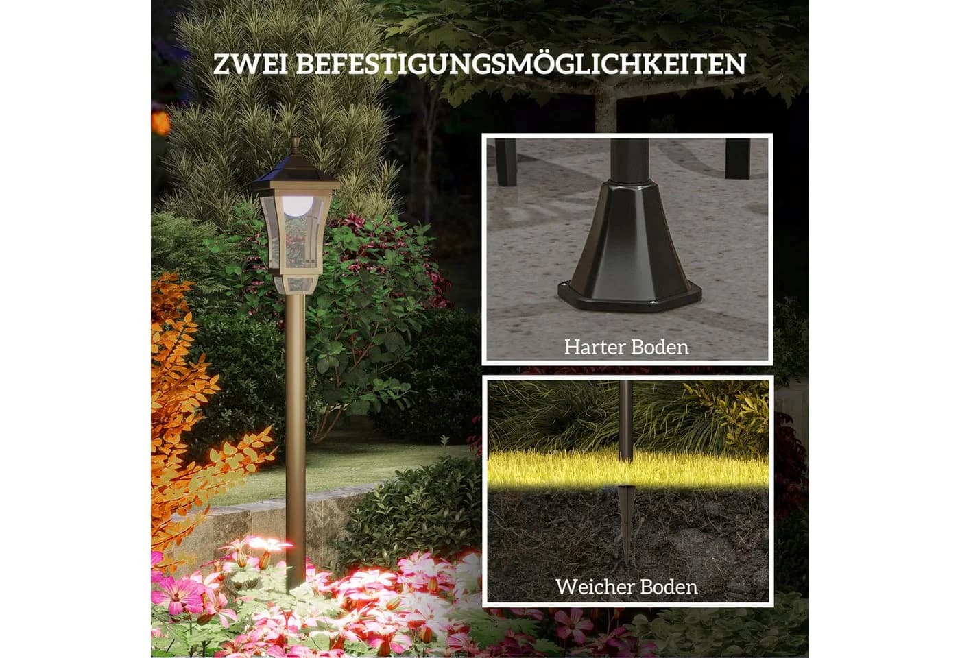 furnicato Solar Gartenlaterne 127 cm Kaltweiß LED - Bild 5
