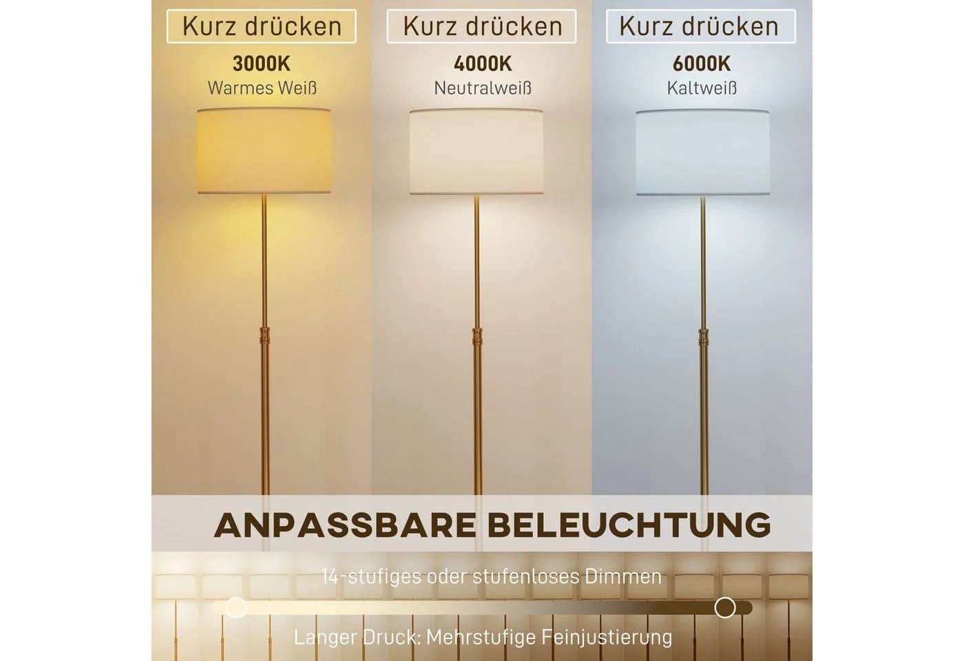 Zeitlose Stehlampe mit Stoffschirm - Bild 3