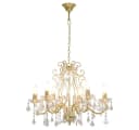 furnicato Deckenleuchte Kronleuchter mit Kristallperlen Golden Rund 6xE14 Bild 1