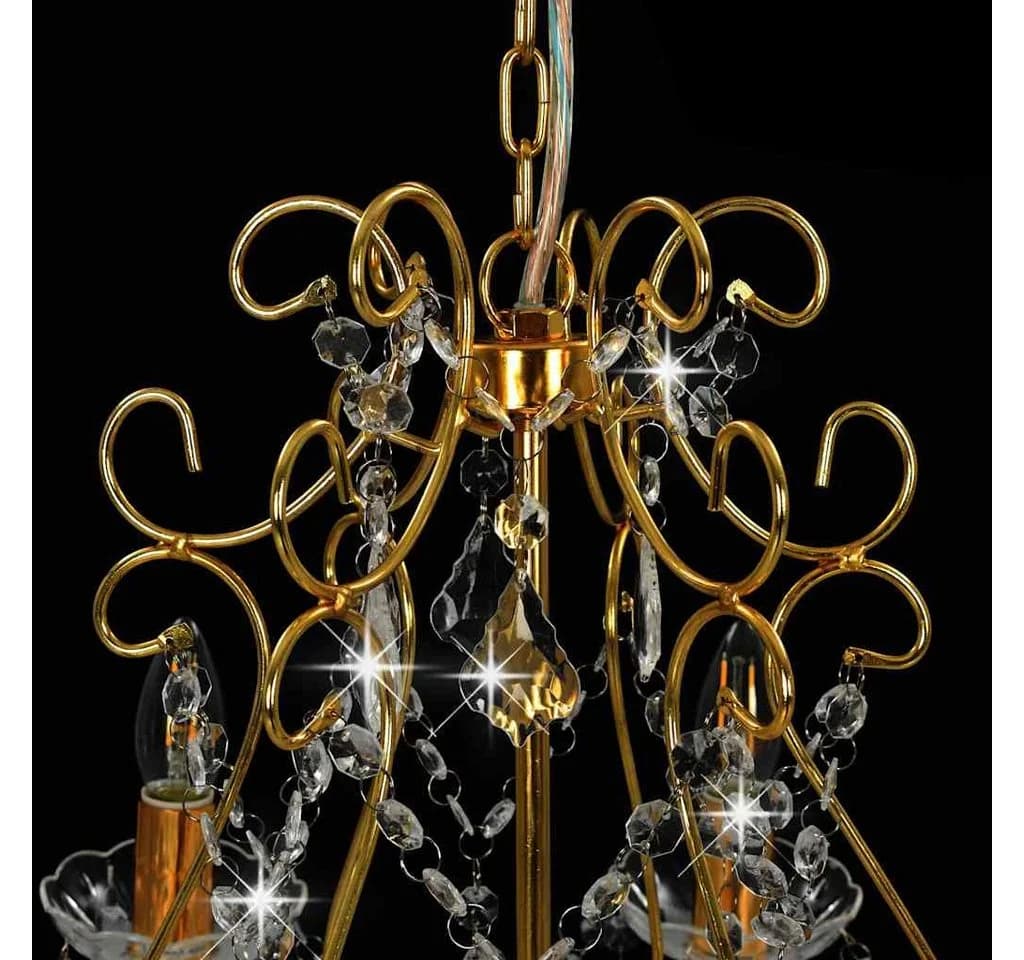 furnicato Deckenleuchte Kronleuchter mit Kristallperlen Golden Rund 6xE14 - Bild 5