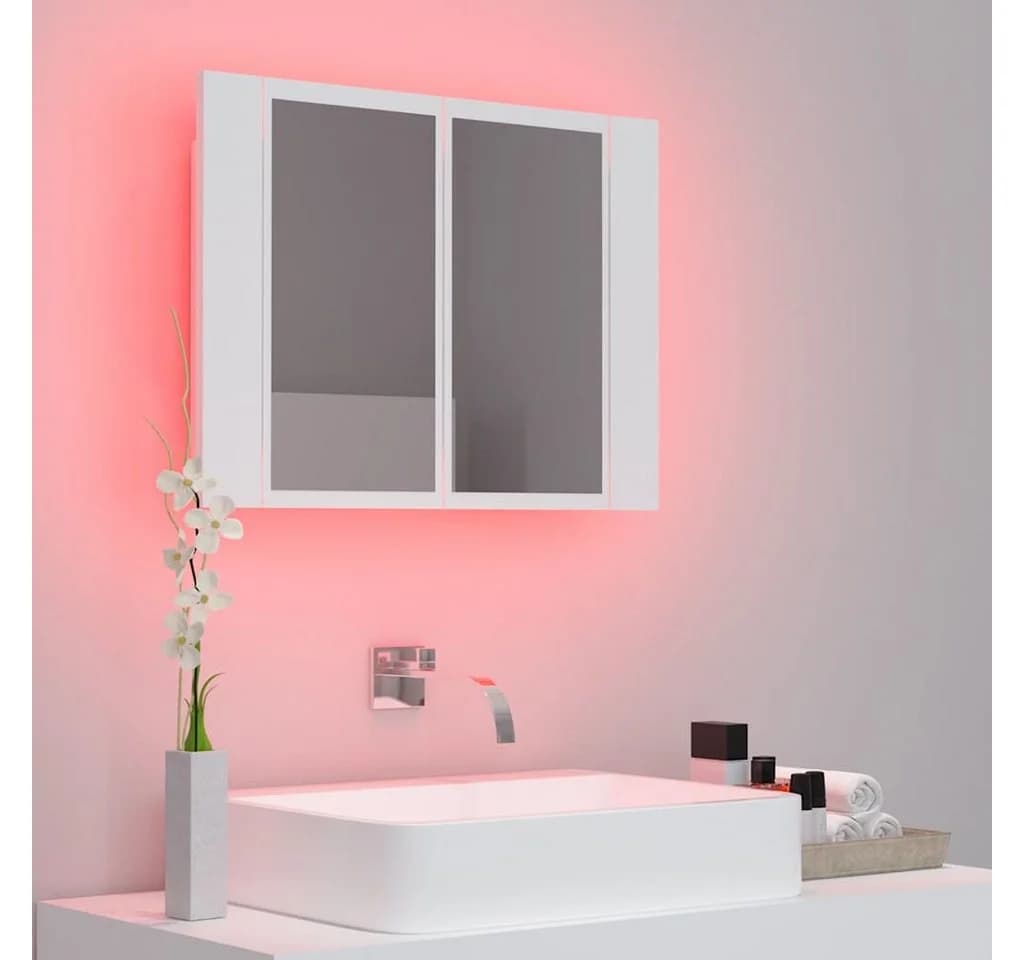 furnicato Badezimmerspiegelschrank LED Weiß mit RGB-Licht - Bild 5