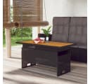 furnicato Gartentisch höhenverstellbar mit Echtholzplatte und PE-Rattan Schwarz Bild 2
