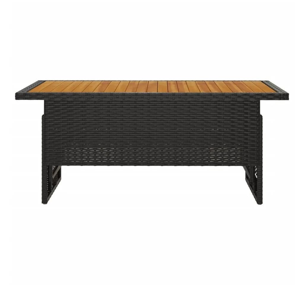 furnicato Gartentisch höhenverstellbar mit Echtholzplatte und PE-Rattan Schwarz - Bild 3