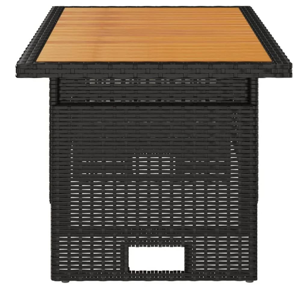 furnicato Gartentisch höhenverstellbar mit Echtholzplatte und PE-Rattan Schwarz - Bild 4