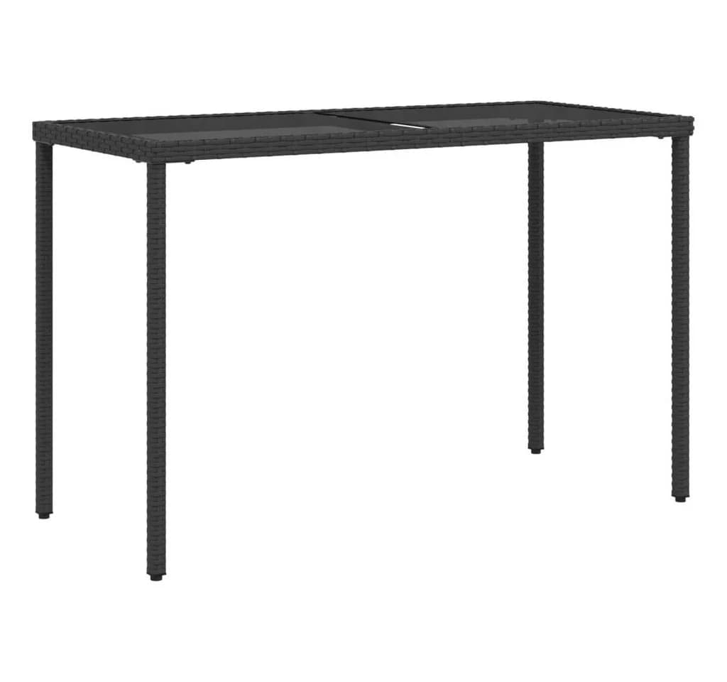 furnicato Gartentisch mit Glasplatte Schwarz PE-Rattan