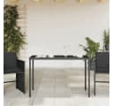 furnicato Gartentisch mit Glasplatte Schwarz PE-Rattan Bild 3