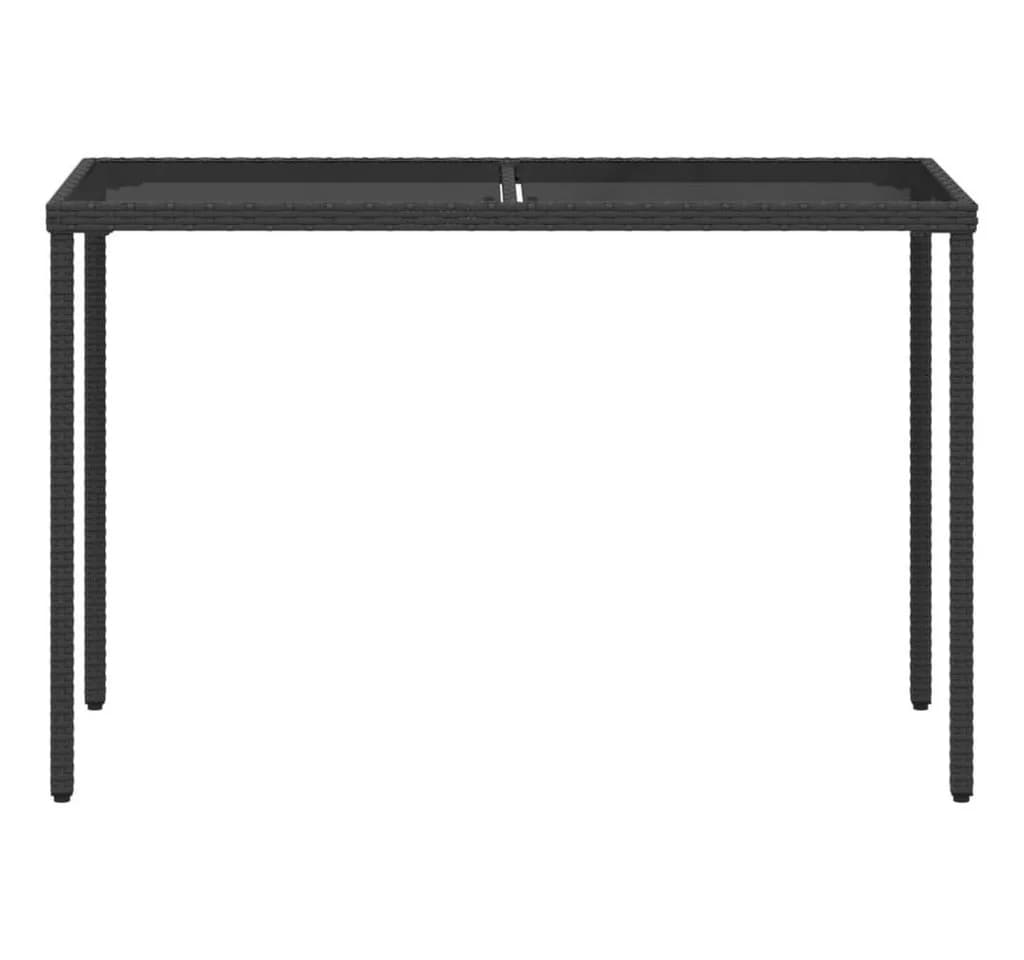 furnicato Gartentisch mit Glasplatte Schwarz PE-Rattan - Bild 4