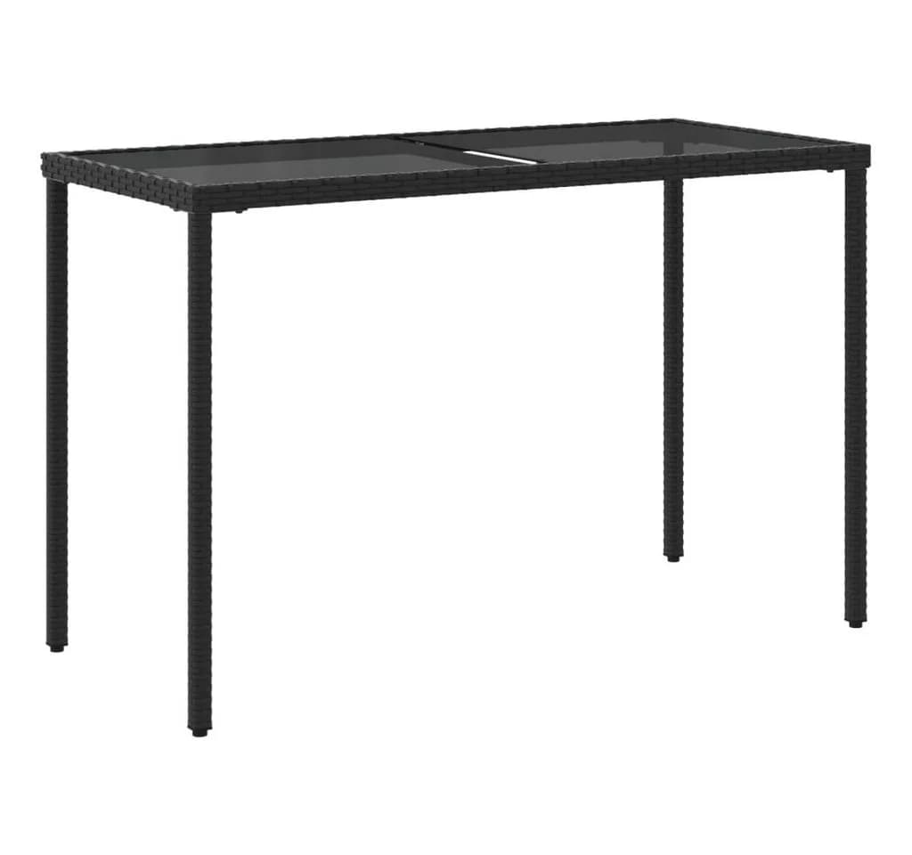furnicato Gartentisch mit Glasplatte Schwarz PE-Rattan - Bild 5