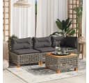 furnicato Gartentisch Grau Braun PE-Rattan Echtholz UV-beständig Bild 4