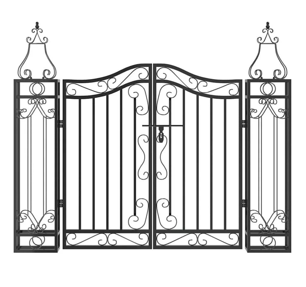 furnicato Gartentor Schmiedeeisen 121x8x100 cm Schwarz - Bild 3
