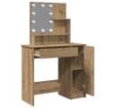 furnicato Schminktisch mit LED-Spiegel Artisan-Eiche Massivholz Bild 5