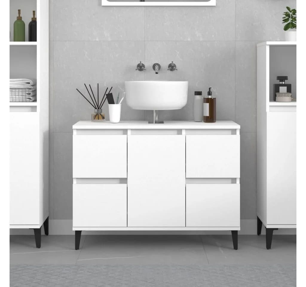 furnicato Waschbeckenunterschrank Weiß 80x33x60 cm Holzwerkstoff