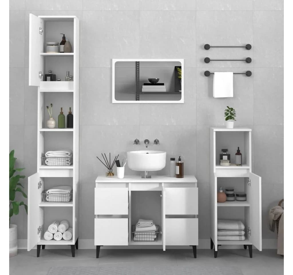 furnicato Waschbeckenunterschrank Weiß 80x33x60 cm Holzwerkstoff - Bild 3