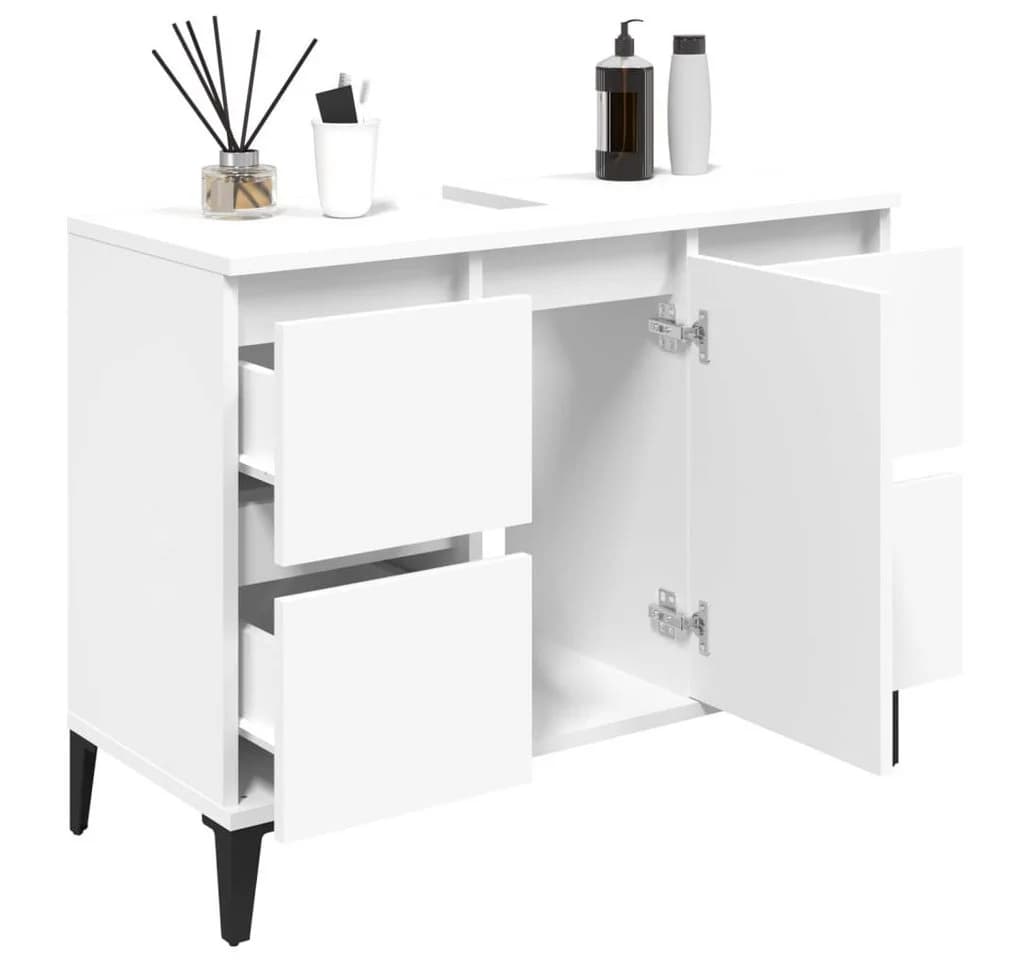 furnicato Waschbeckenunterschrank Weiß 80x33x60 cm Holzwerkstoff - Bild 4