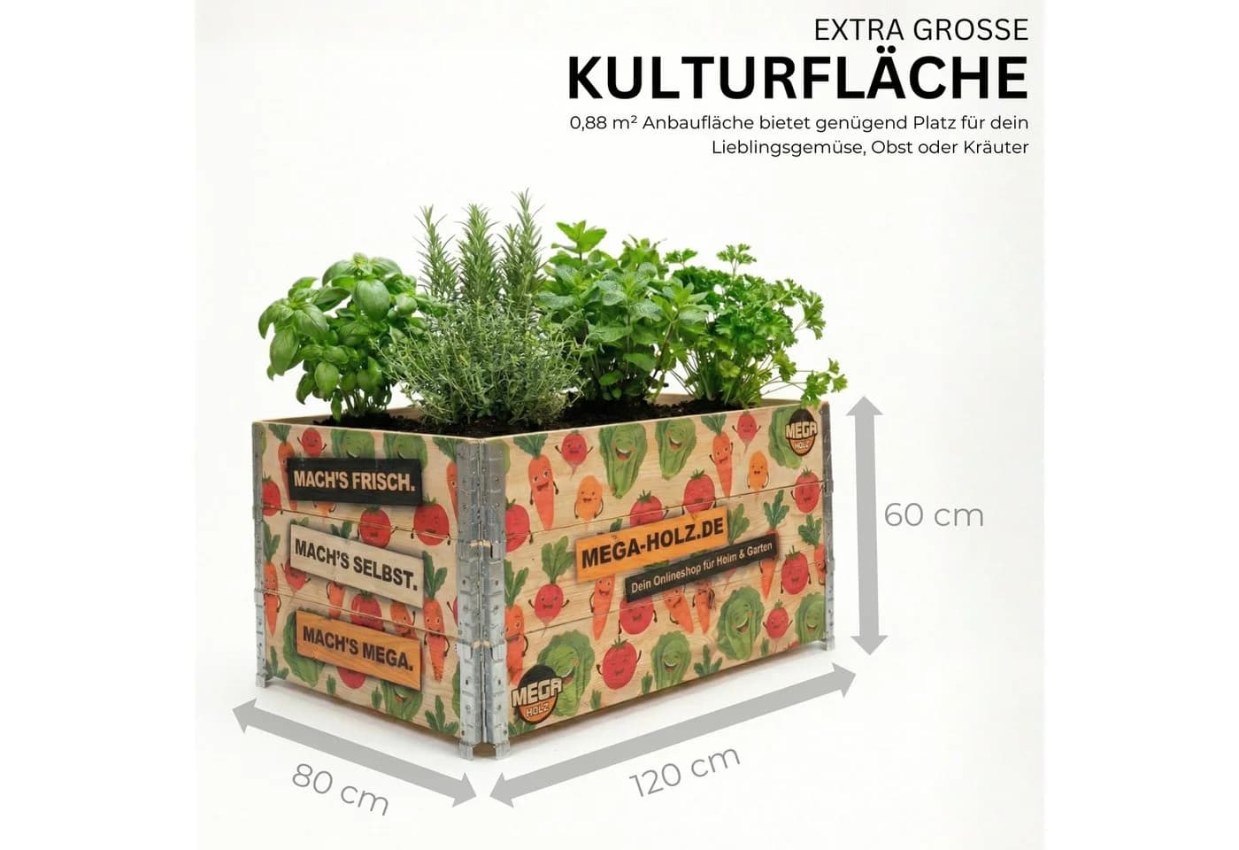 Mega-Holz Hochbeet Palettenrahmen 3-teilig Kiefer stapelbar - Bild 3