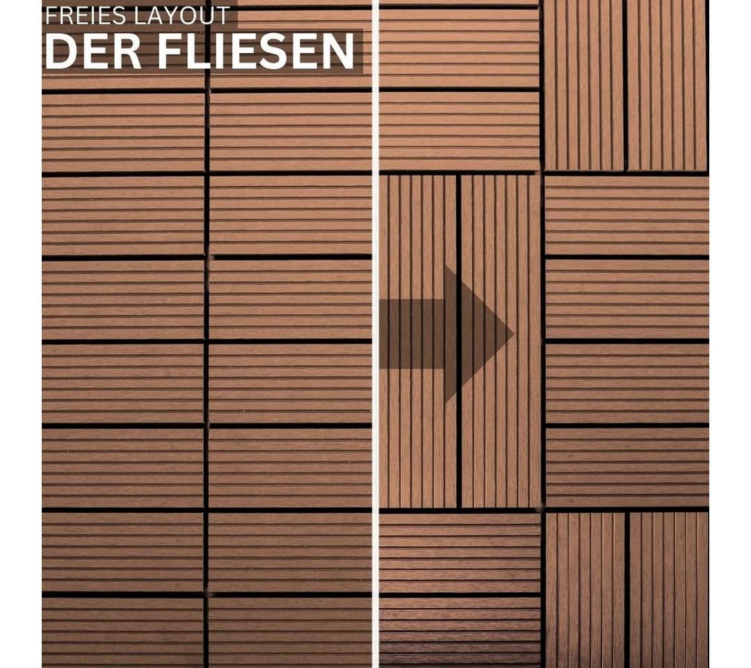 Mega-Holz Terrassenfliesen WPC Braun Klicksystem 30x30 cm - Bild 3