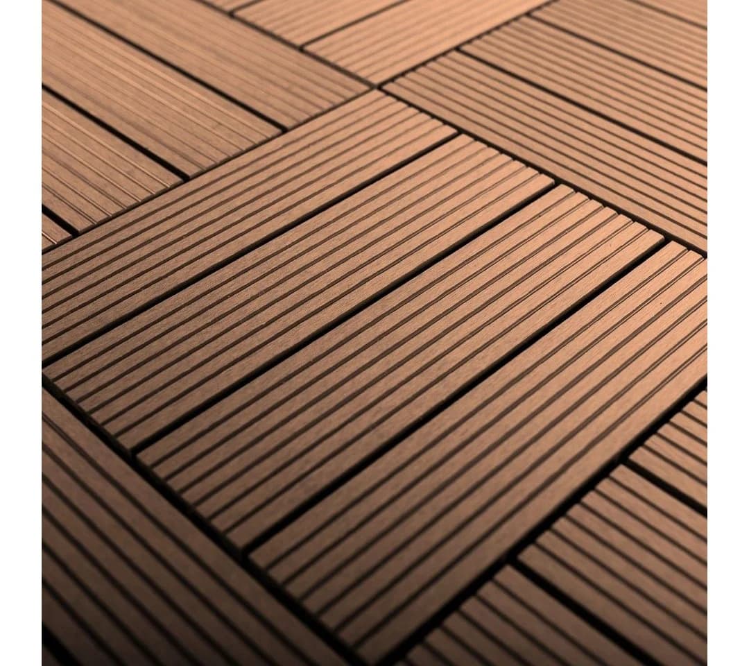 Mega-Holz Terrassenfliesen WPC Braun Klicksystem 30x30 cm