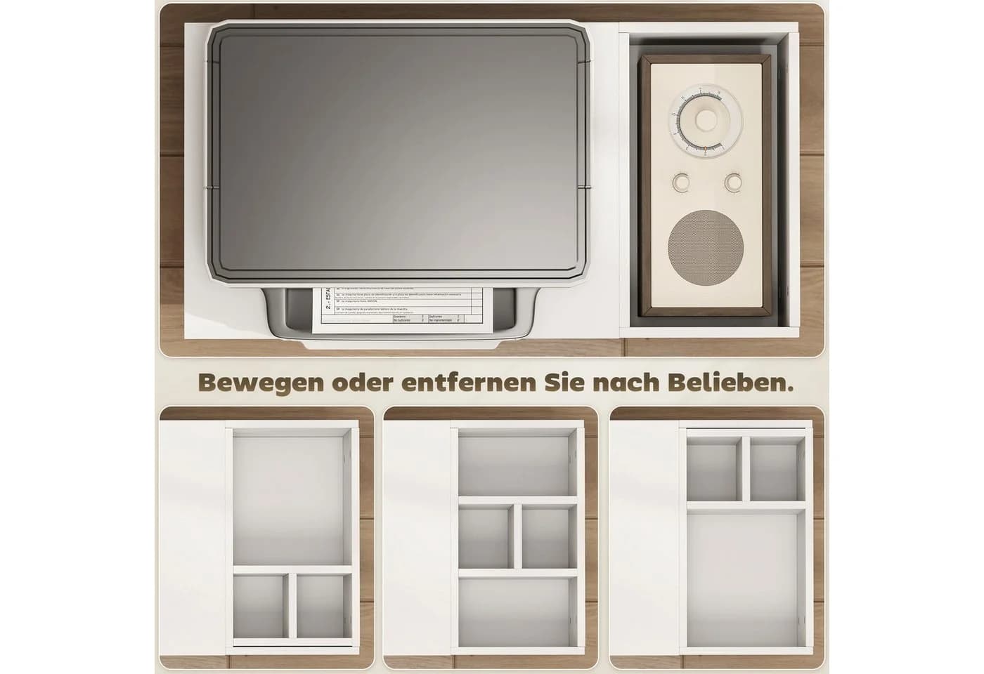 HOMCOM Druckerständer mit Unterteiltem Fach, Ablageflächen, Rollen - Bild 5