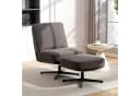 HOMCOM Relaxsessel Dunkelgrau mit Fußhocker Drehbar Leinenoptik Bild 2
