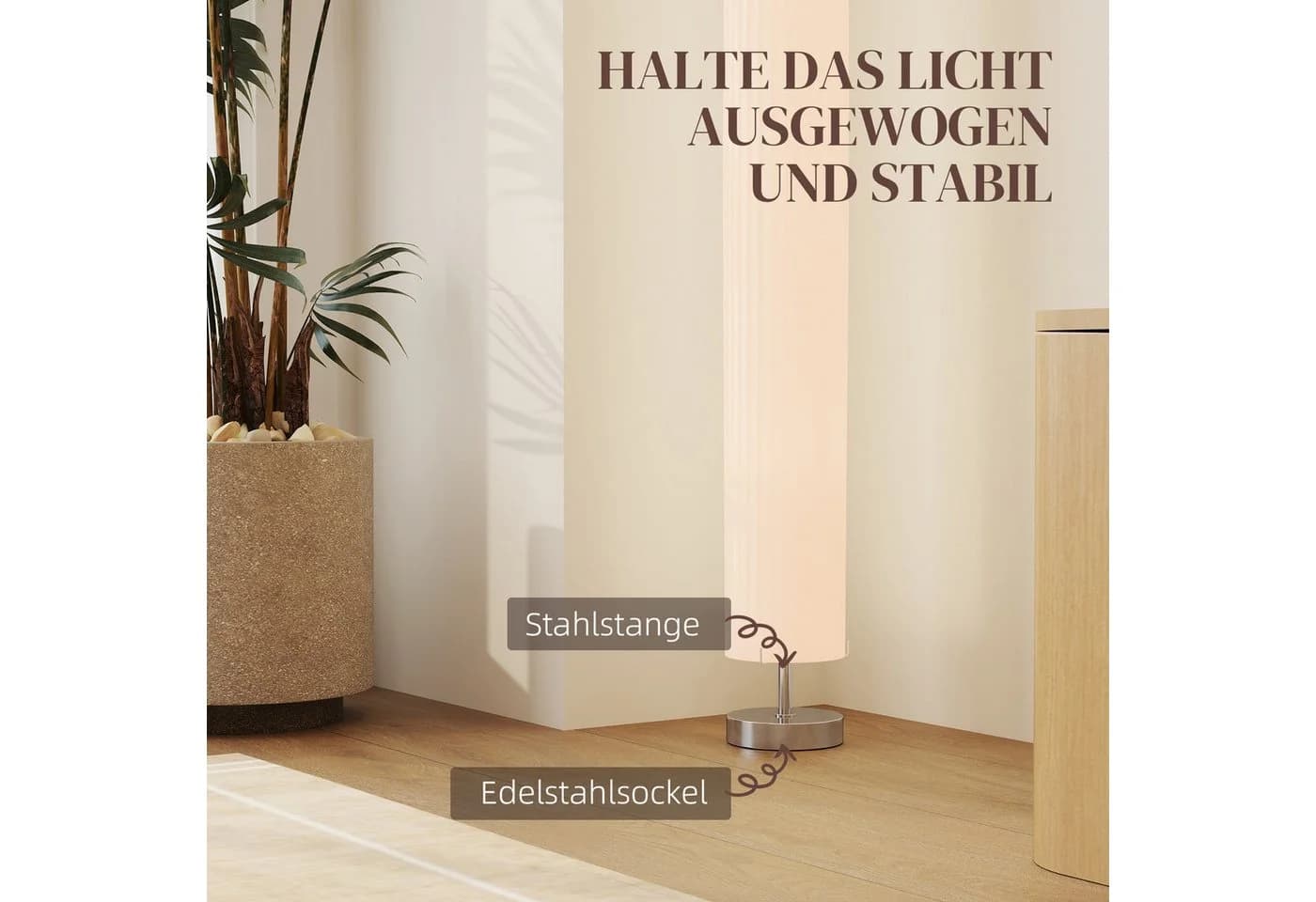 HOMCOM Stehlampe Modern Weiß Säulenform 120cm - Bild 5
